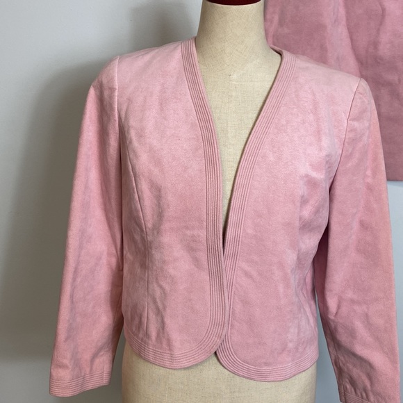 Vintage Rose Pink Skirt Suit Fitted Blazer & Knee Length Skirt Size 8 - Picture 2 of 13